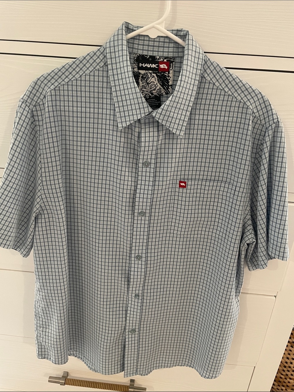 Tony Hawk Men's Light Blue & White Grid Button-Up Shirt